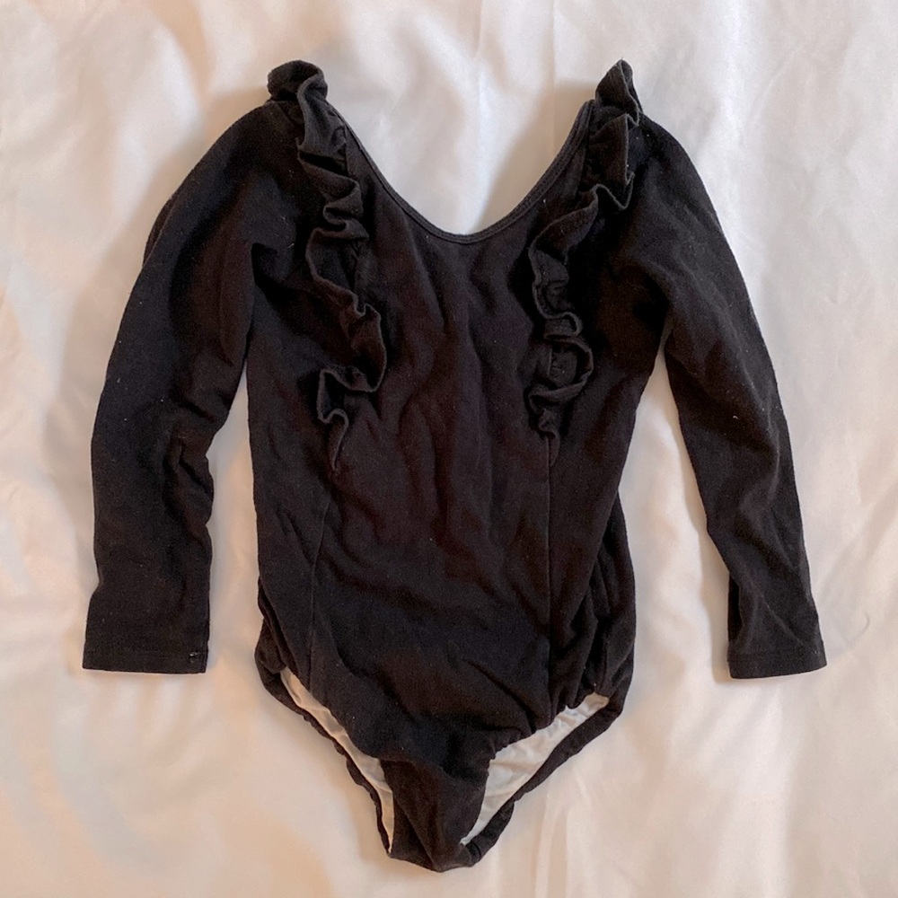 Remie Girl Black Ruffle Leotard - Size 4